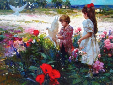 Pino Daeni Golden Days Impressionism Flowers Oil Paintings